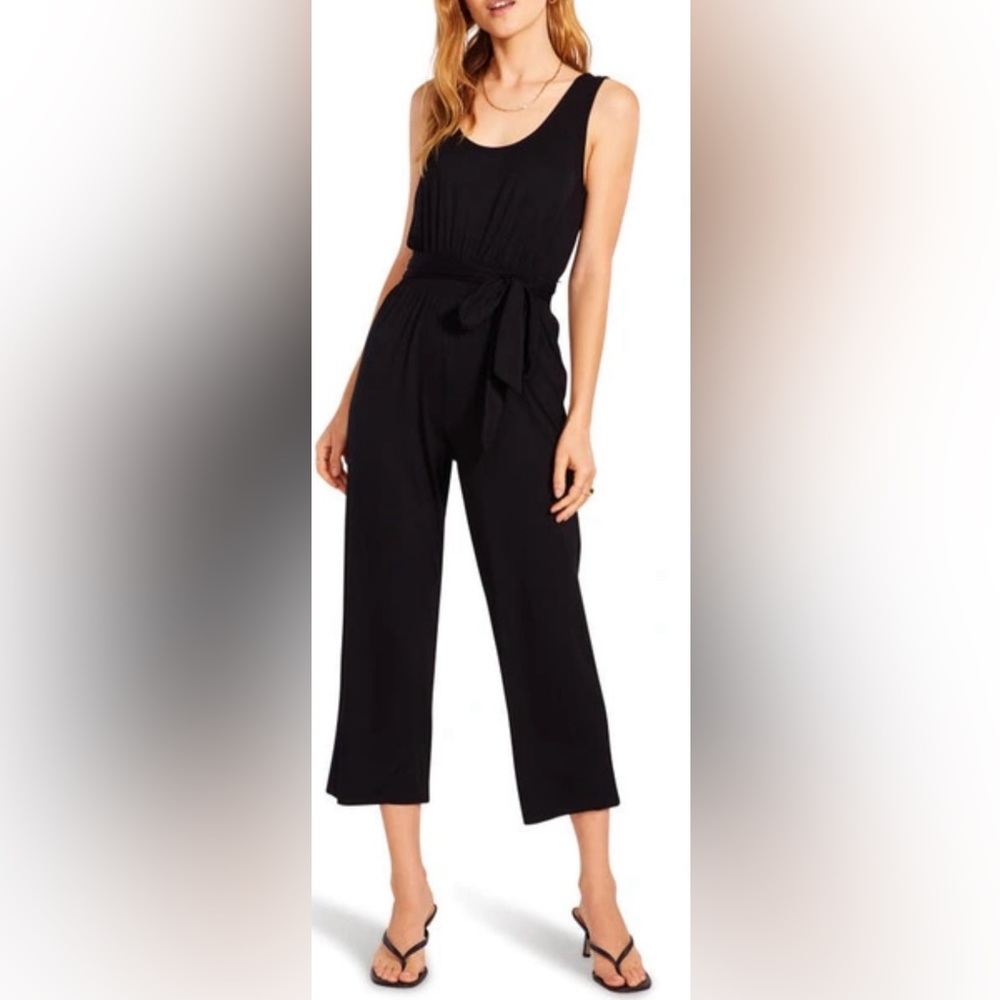 BB DAKOTA X STEVE MADDEN Nashville Tie Belt Crop Black Jumpsuit size Sma…